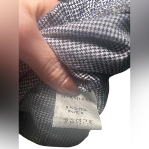 Harshman Aiya Blouse Navy Houndstooth Check Plus 3X NWT Cotton Wool - Picture 6 of 7